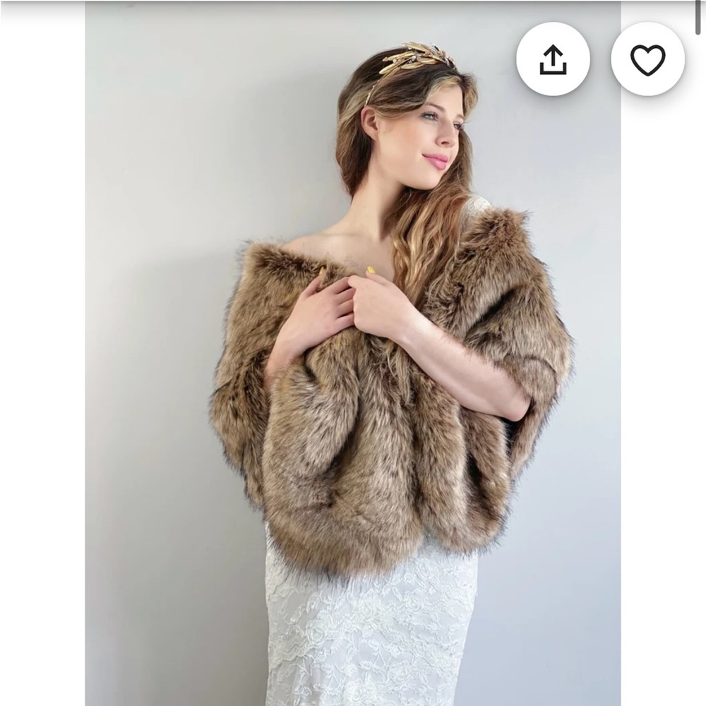 Brown fur bridal wrap